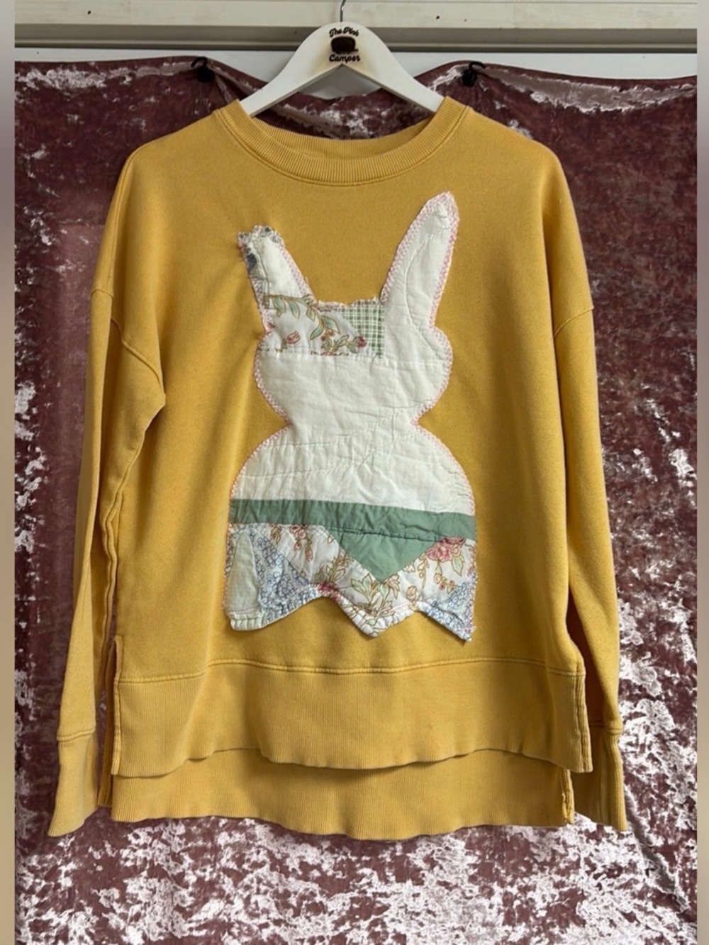 Handmade Yellow Bunny Quilted  Sweatshirt Size Medium